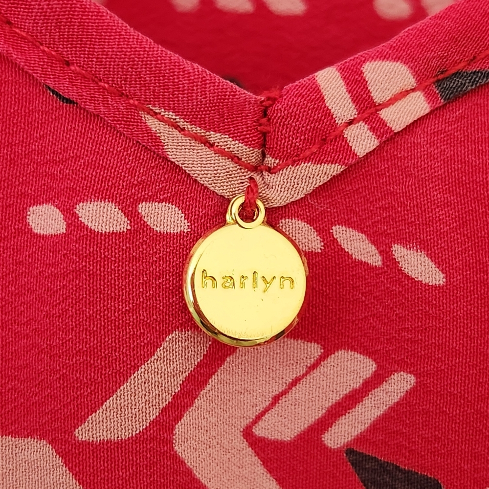 Harlyn Silk Red Mini Dress Boho Western Cowgirl Aztec Print Pretty Cute Large - Picture 7 of 17